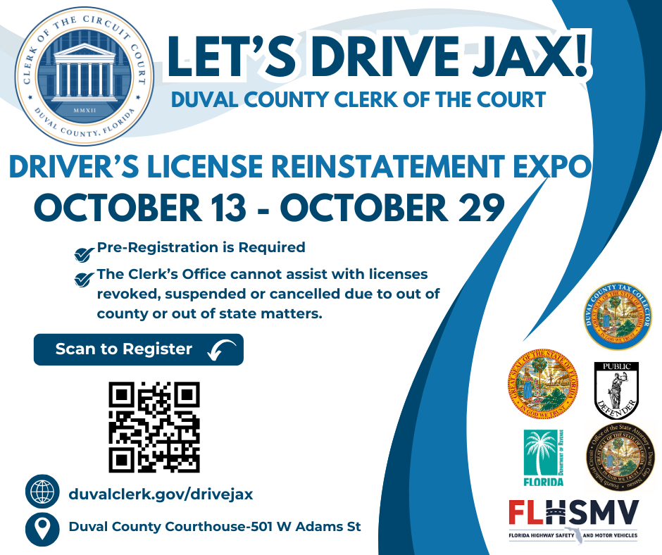 event flyer for Let's Drive Jax with agency logos and program information