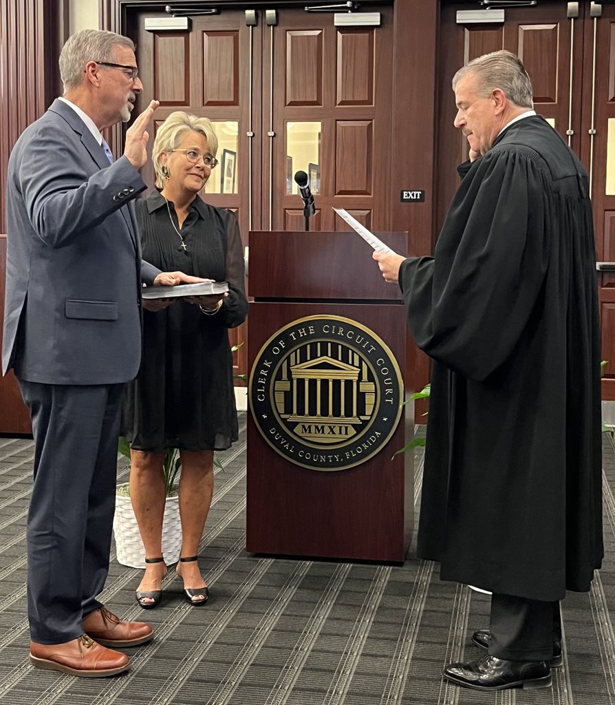 Clerk Phillips being sworn into office