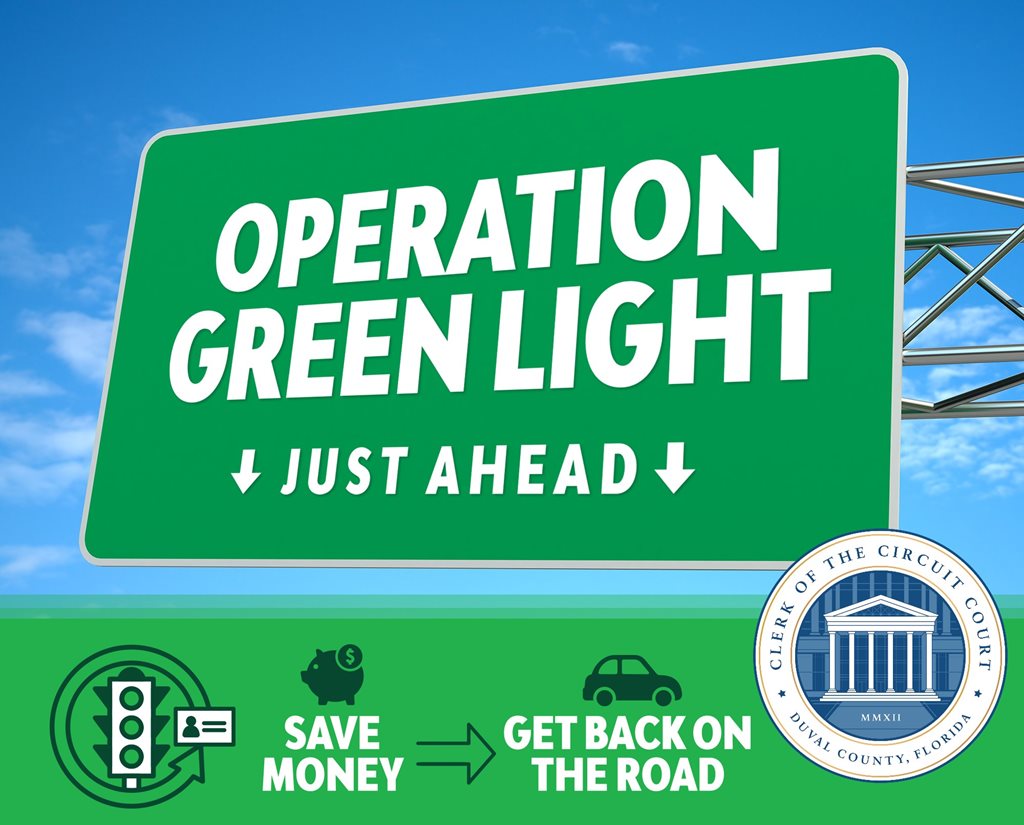 green highway sign with Clerk logo